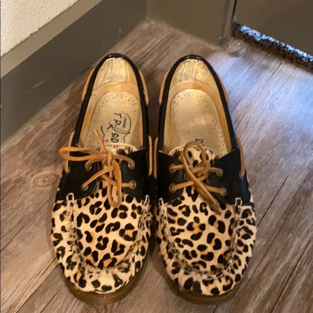 Leopard Faux Fur Sperry Boat Shoes